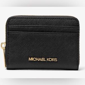Michael Kors Black Jet Set Travel Medium Saffiano Leather Wallet